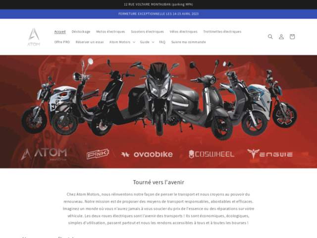 Atom Motors - Moto Scooters Vélos électriques & Ebikes