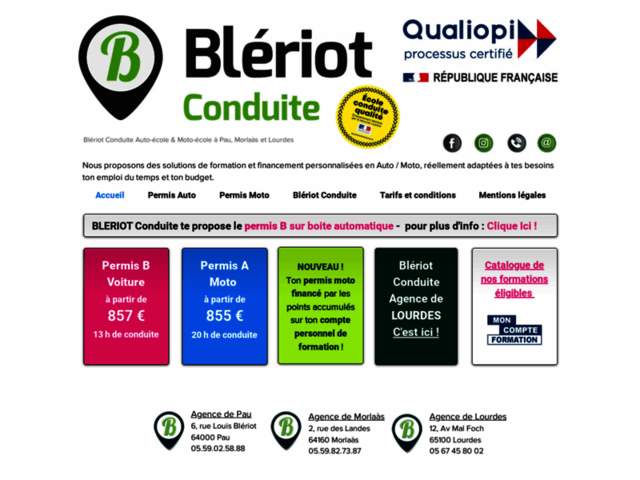 › Voir plus d'informations : Auto Moto Ecole BLERIOT CONDUITE