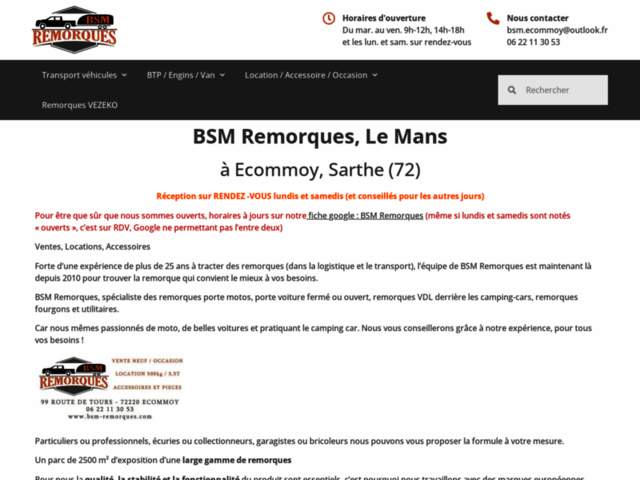 › Voir plus d'informations : BSM Remorques, Ventes et Locations (Lundis et samedis sur RENDEZ-VOUS) - Sarthe 72, proche Le Mans