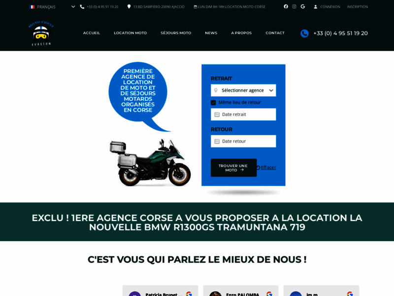 › Voir plus d'informations : Moto Corse Evasion - Location Motos, scooters - Séjours organisés