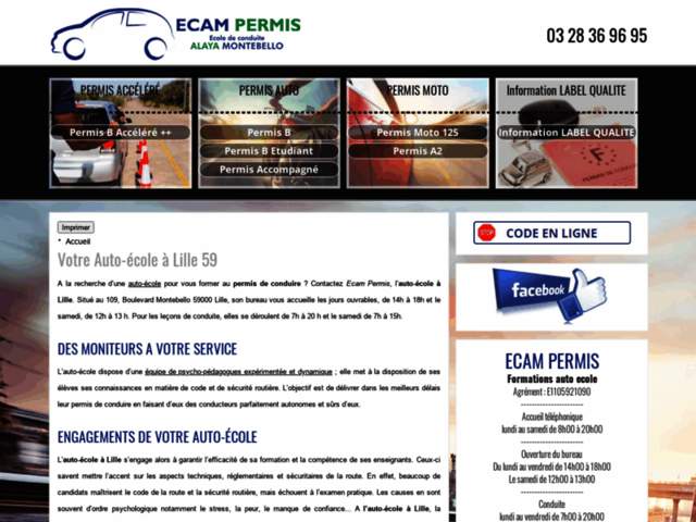 › Voir plus d'informations : Ecam Permis