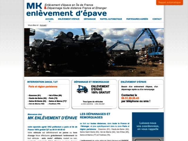 › Voir plus d'informations : MK Enlèvement d'épave Gratuit , ÉPAVISTE AGRÉÉ VHU Paris et Île-de-France 7j/7