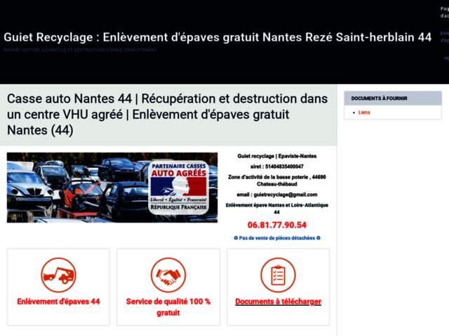 › Voir plus d'informations : Guiet recyclage : Rachat voiture Nantes et Enlèvement d'épaves