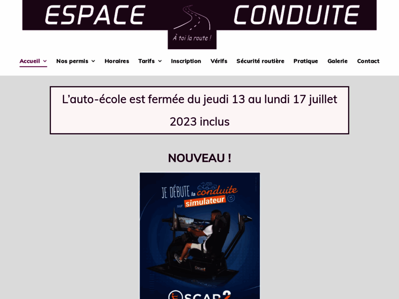 › Voir plus d'informations : Espace Conduite