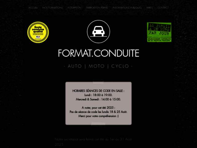 › Voir plus d'informations : Format.conduite