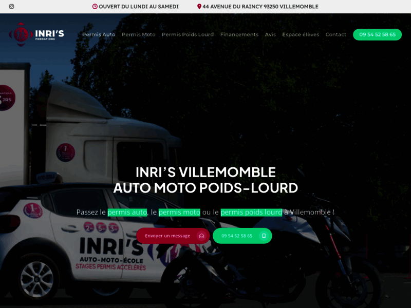 › Voir plus d'informations : Auto-Moto-Poids Lourd École Inri's Villemomble N°1 Du Cpf Auto/Moto/Poids Lourd