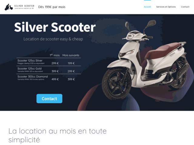 Silver scooter - Location longue durée de 125cc (minimum 1 mois de location et uniquement 125cc ou plus)