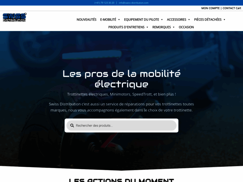 › Voir plus d'informations : Swiss Distribution, Mobilité électrique, vente et réparations, trottinettes électriques, motos et scooters électriques